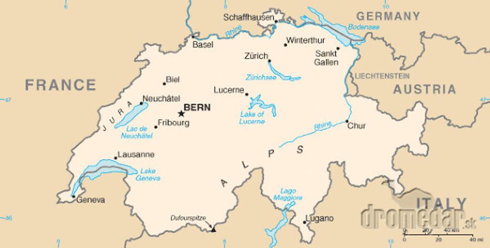 Mapa Švajčiarska
