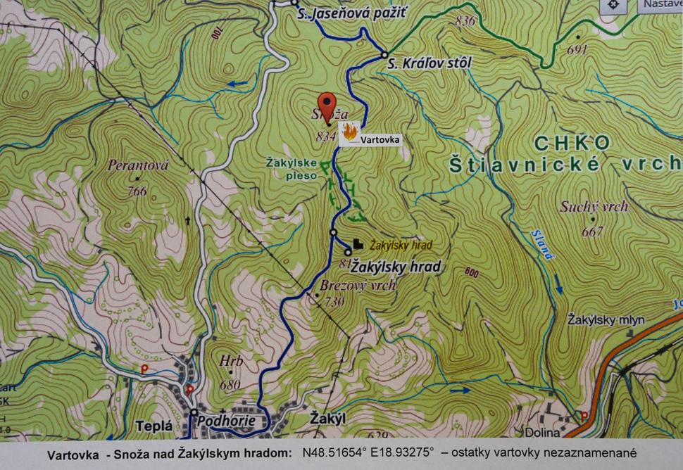 Cez vartovku na vrchu Snoža nad Žakýlskym hradom sa dostával signál o vojenskom nebezpečenstve na zvolenské vartovky a potom Ďalej k Banskej Bystrici a Ľubietovej. Lokalita si vyžaduje podrobnejší prieskum.