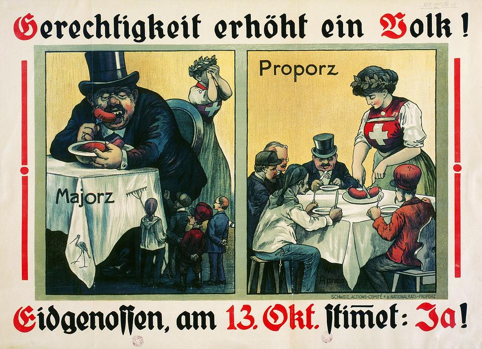 Agitačný plagát ku referendu za zavedenie proporčného volebného systému.