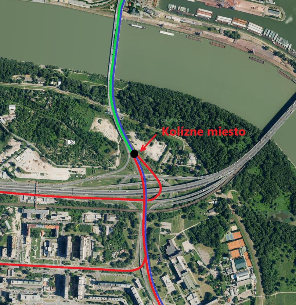 Vytvorenie kolízneho miesta za cenu vybudovania niekoľko desiatok metrov BUS pruhu.