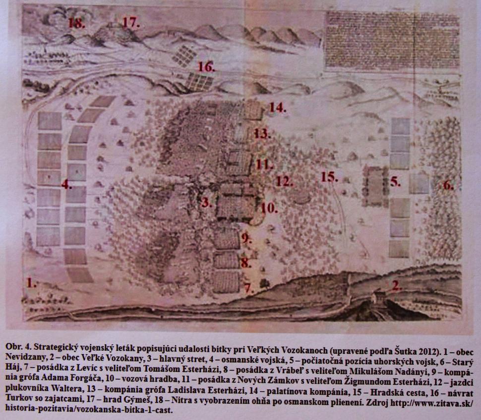 Strategický vojenský leták s vyznačením pozícií bojujúcich strán.