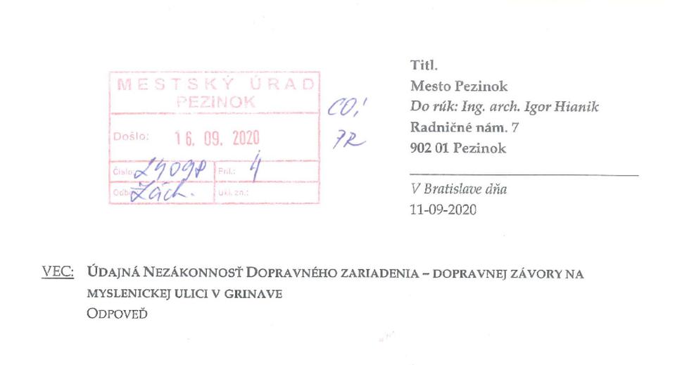vyjadrenie vlastníka závory