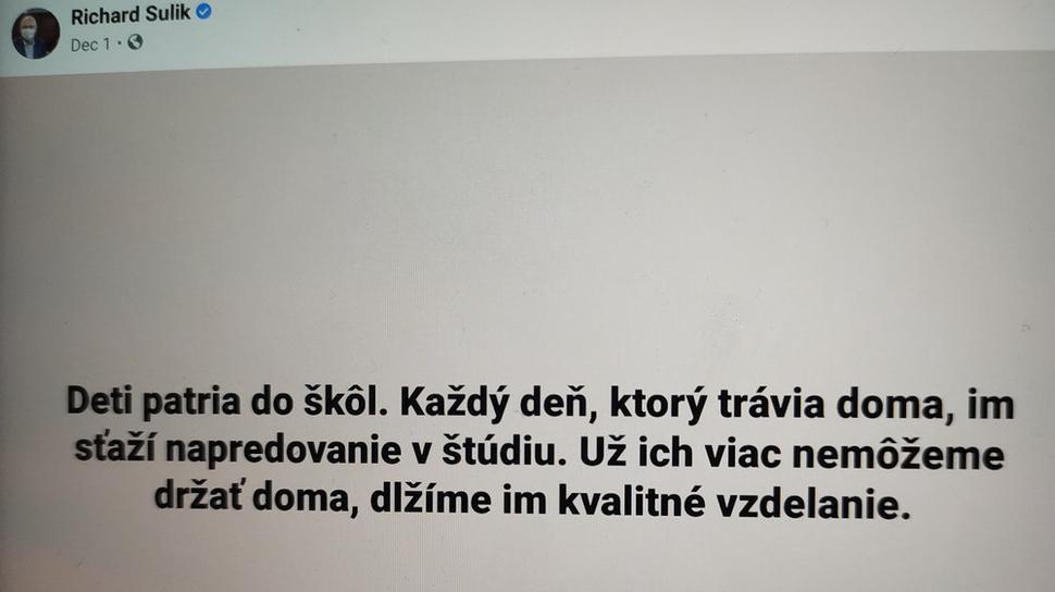 školy, FB Richard Sulík