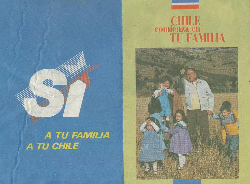 "Chile začína tvojou rodinou" Brožúrka pripravená kampaňou za Pinocheta