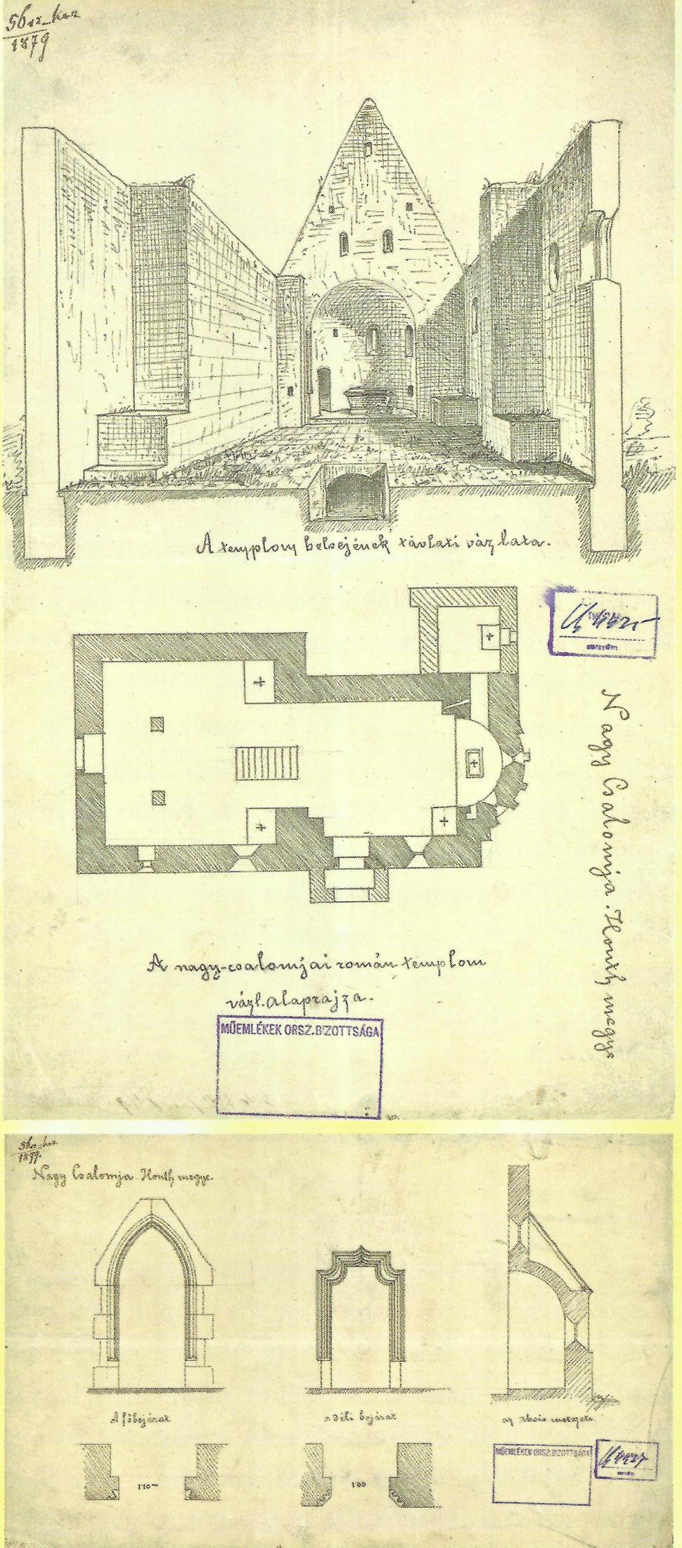 Náčrt kostola z roku 1879.
