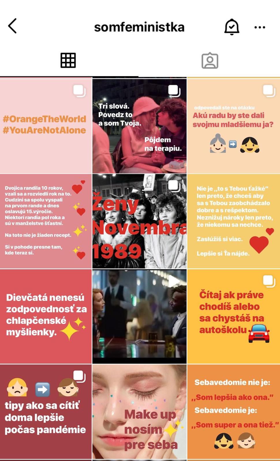 Screenshot z instagramu somFeministka