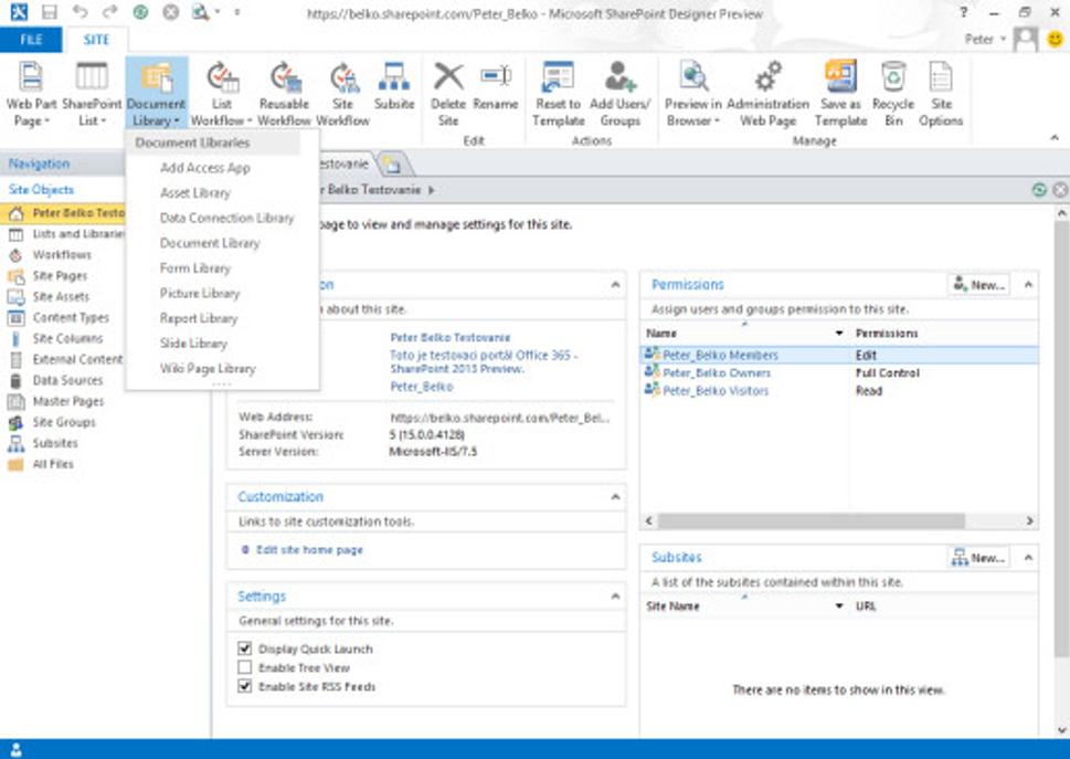 SharePoint Designer 2013 Preview - prostredie aplikácie