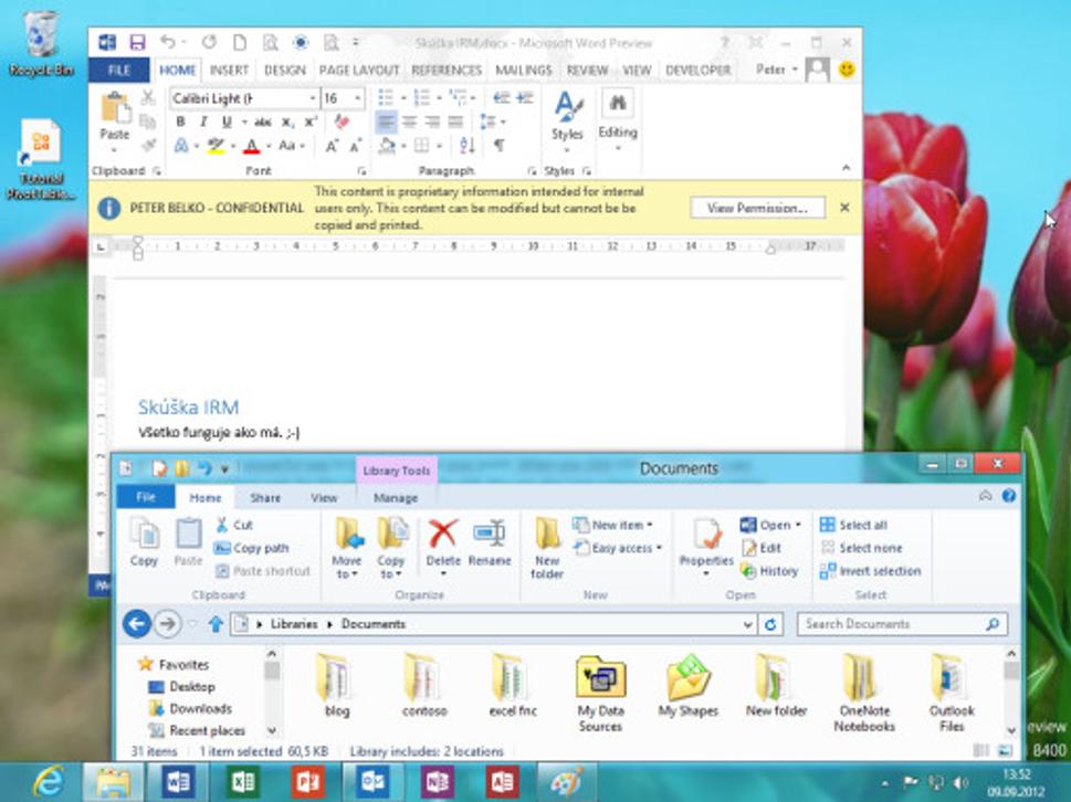 Office 365 IRM ochrana dokumentu a PrintScreen