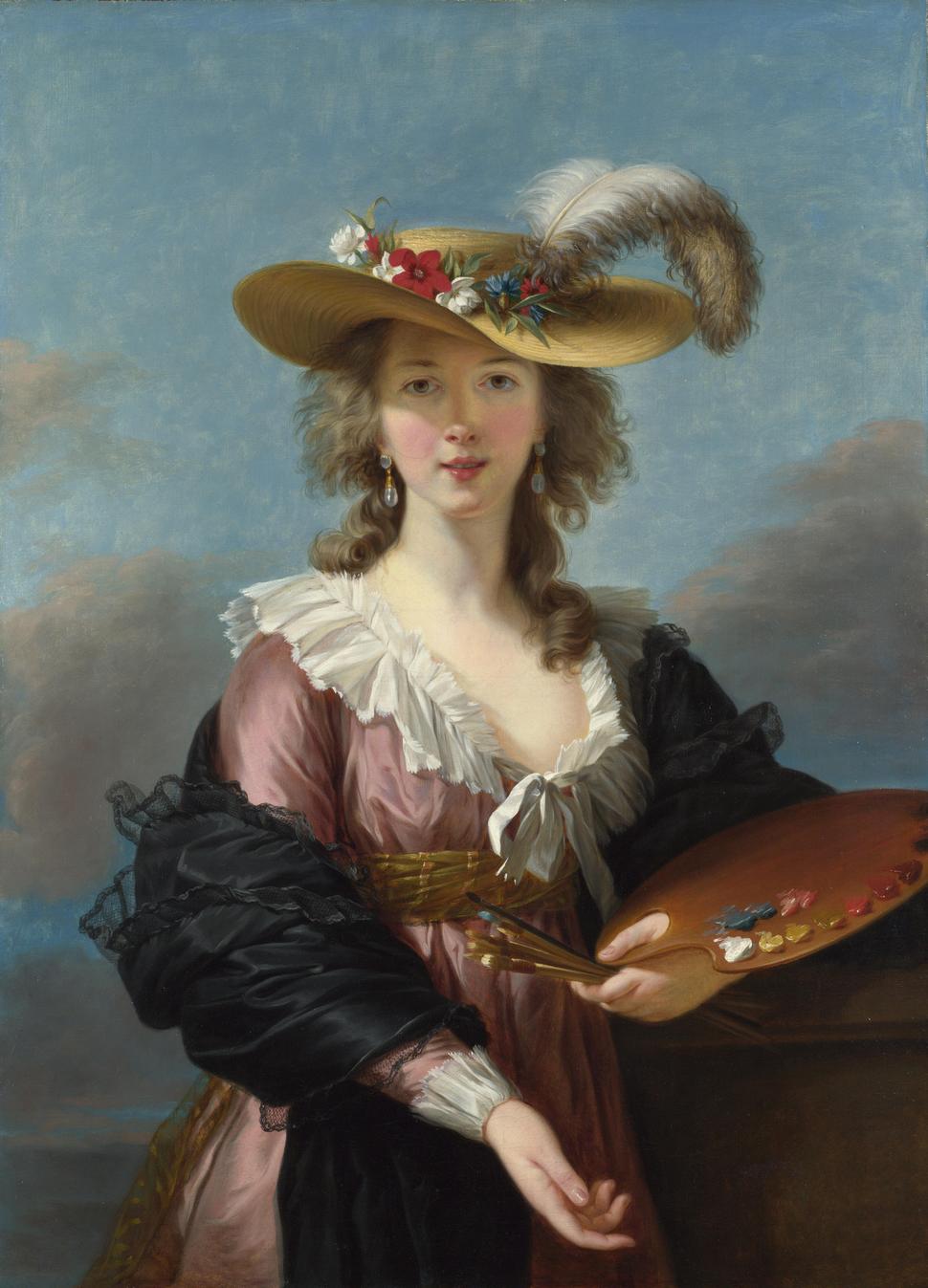 Autoportrét maliarky Élisabeth Louise Vigée Le Brun z r. 1780. S umeleckou istotou a jednoduchou eleganciou sa zobrazila ako sebavedomá maliarka, ktorá si zachovala prirodzenú ženskosť a uvoľnenosť výrazu.