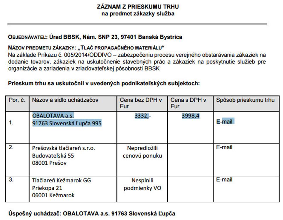 Firma kandidáta ĽSNS na poslanca získala od župy zákazku na základe prieskumu trhu s jedinou predloženou cenou.