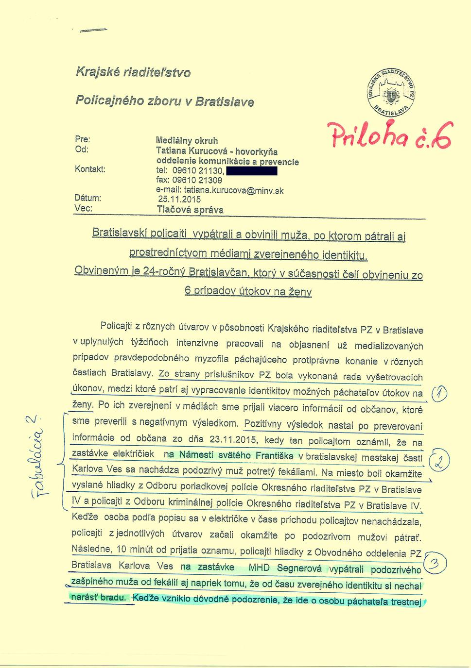 Obr.7: Prvá strana zámerne lživej správy zverejnenej hovorkyňou Kurucovou. Obsah správy poznal exminister Kaliňák ešte pred zverejnením.