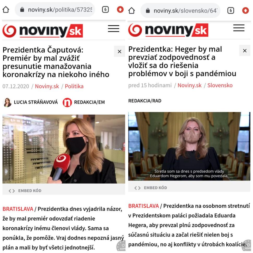 Decembrové odkazy prezidentky vláde, rok 2020 a rok 2021