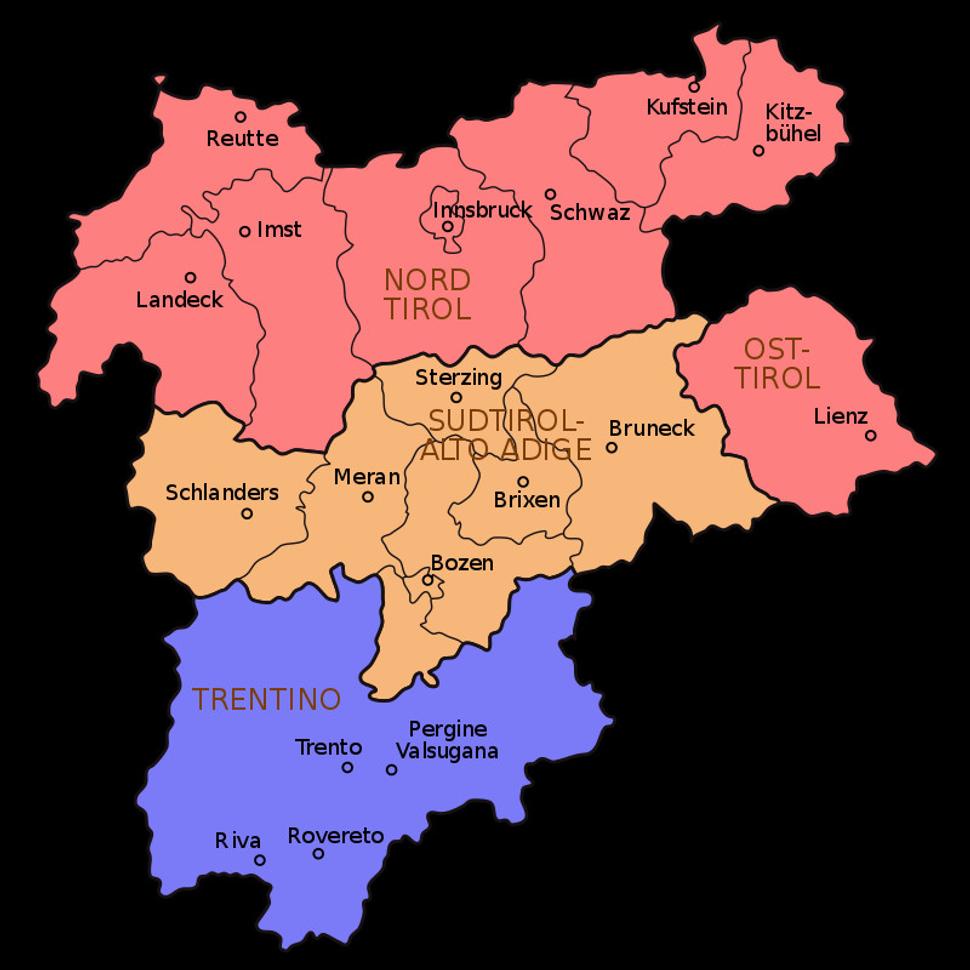 Mapa Tirolsko