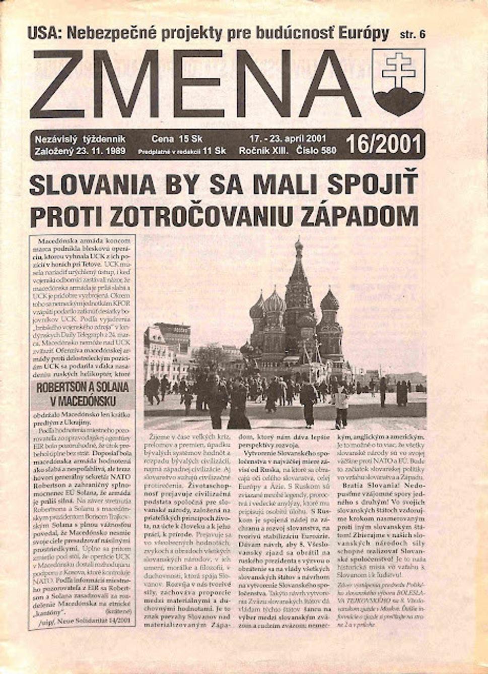 Noviny Zmena silne prokremeľské