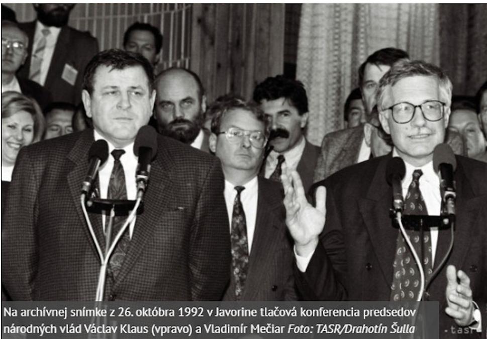 Klaus a Mečiar pri delení štátu