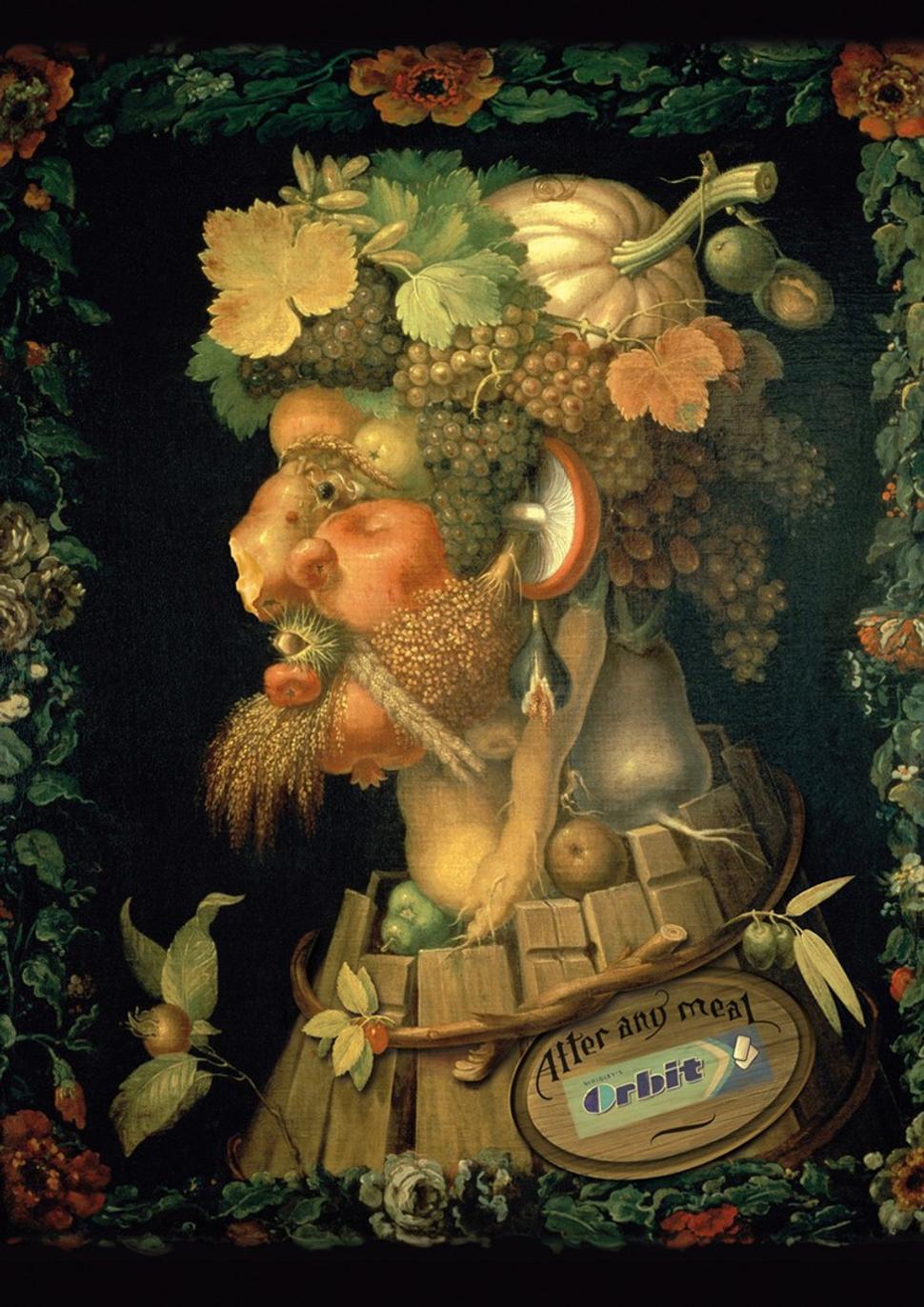 Reklama Orbit
Inšpirácia renesančným alegorickým maliarom Giuseppe Arcimboldo
Maľba Jeseň z cyklu 4 ročné obdobia, 1573