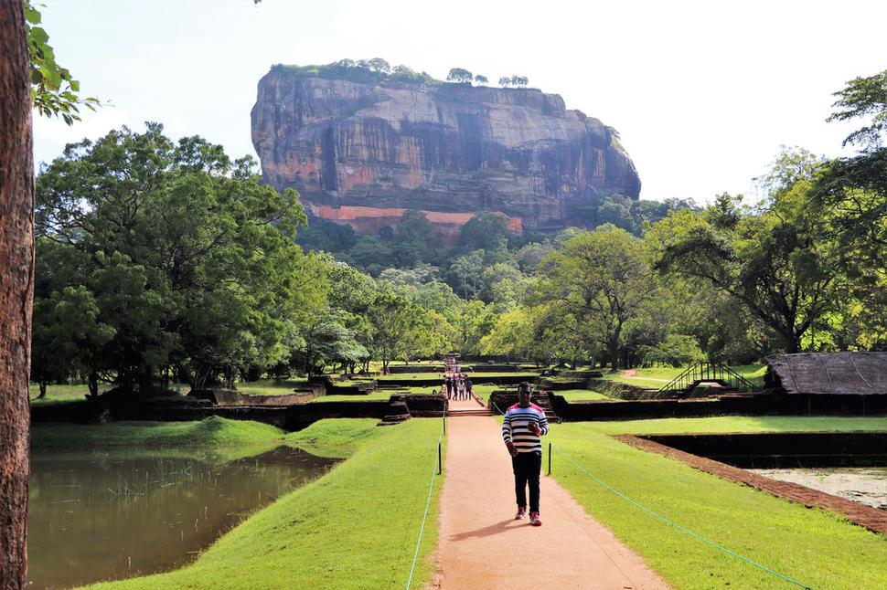 Skala Sigiriya sa veľkolepo vypína sto metrov nad okolitou šťavnatou zelenou rovinou.