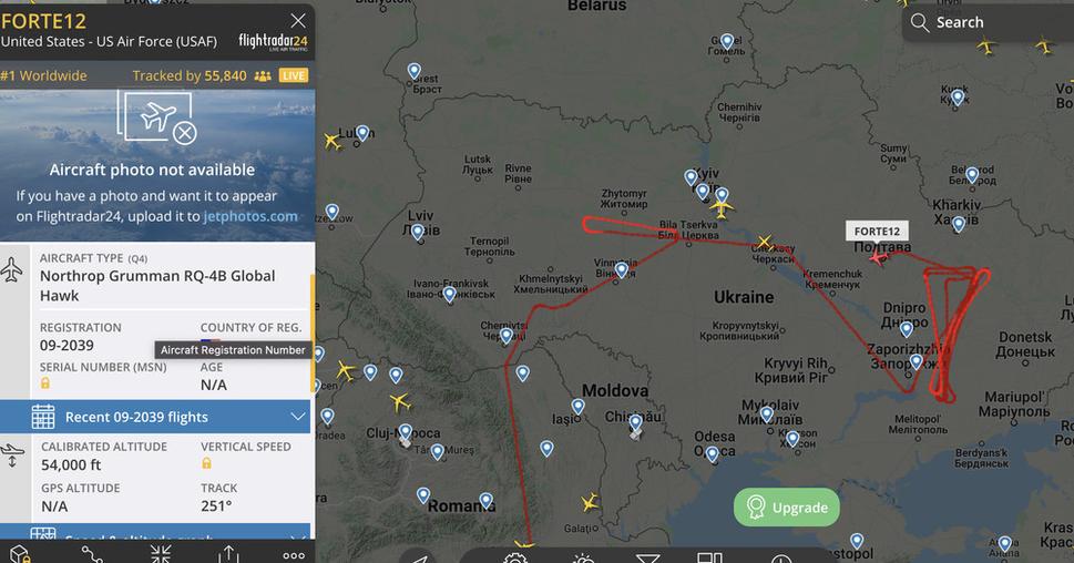 Global Hawk nad Ukrajinou.