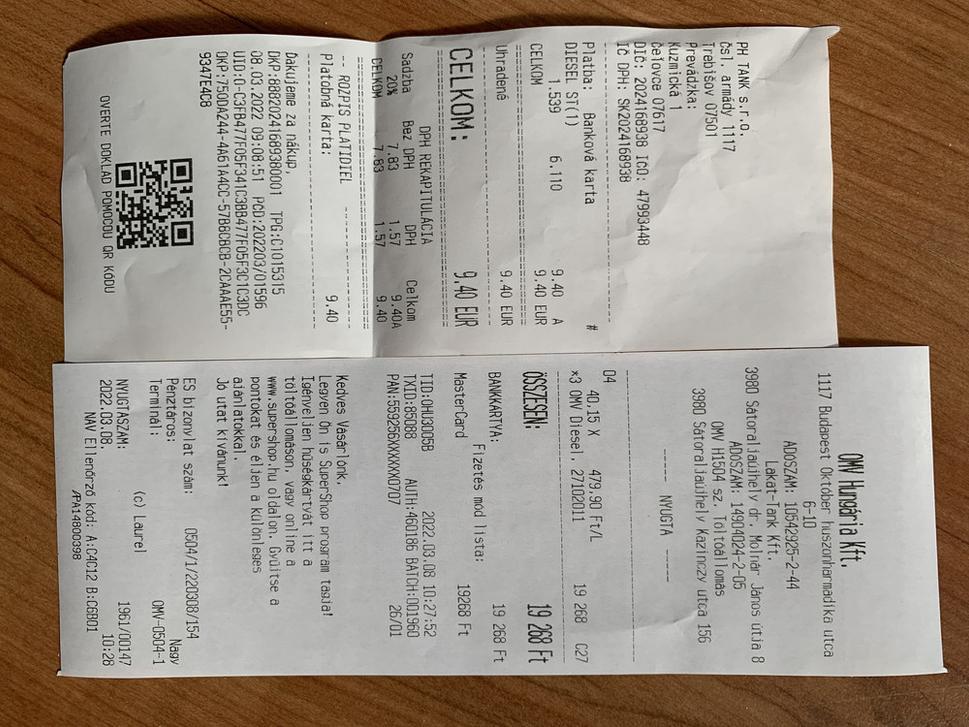 Dnes som porovnal ceny PHM na Slovensku i v Maďarsku. Rozdiel na litri je takmer 0,30 €.