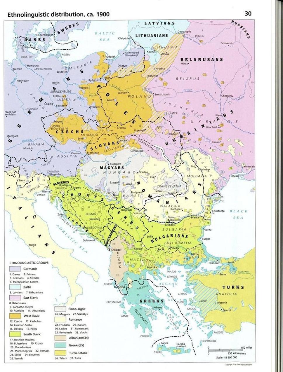 Etnolingvistická mapa východnej Európy v roku 1900