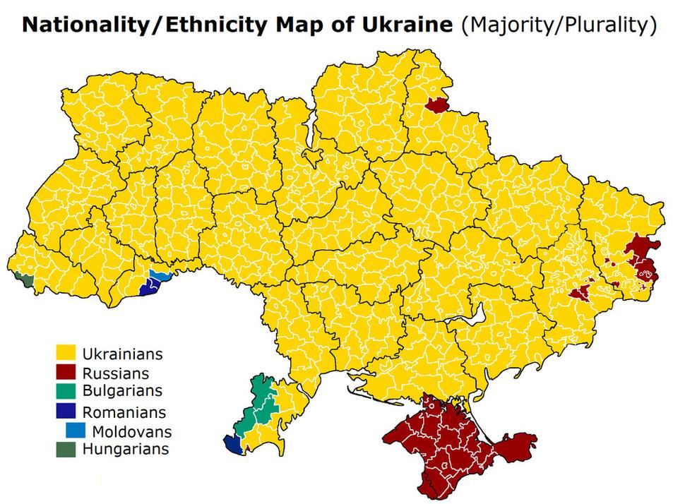 Národnosti na Ukrajine podľa úplnej väčšiny