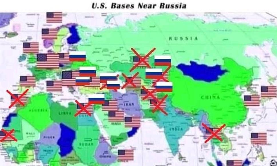 Opravená falošná mapa základní USA okolo Ruska