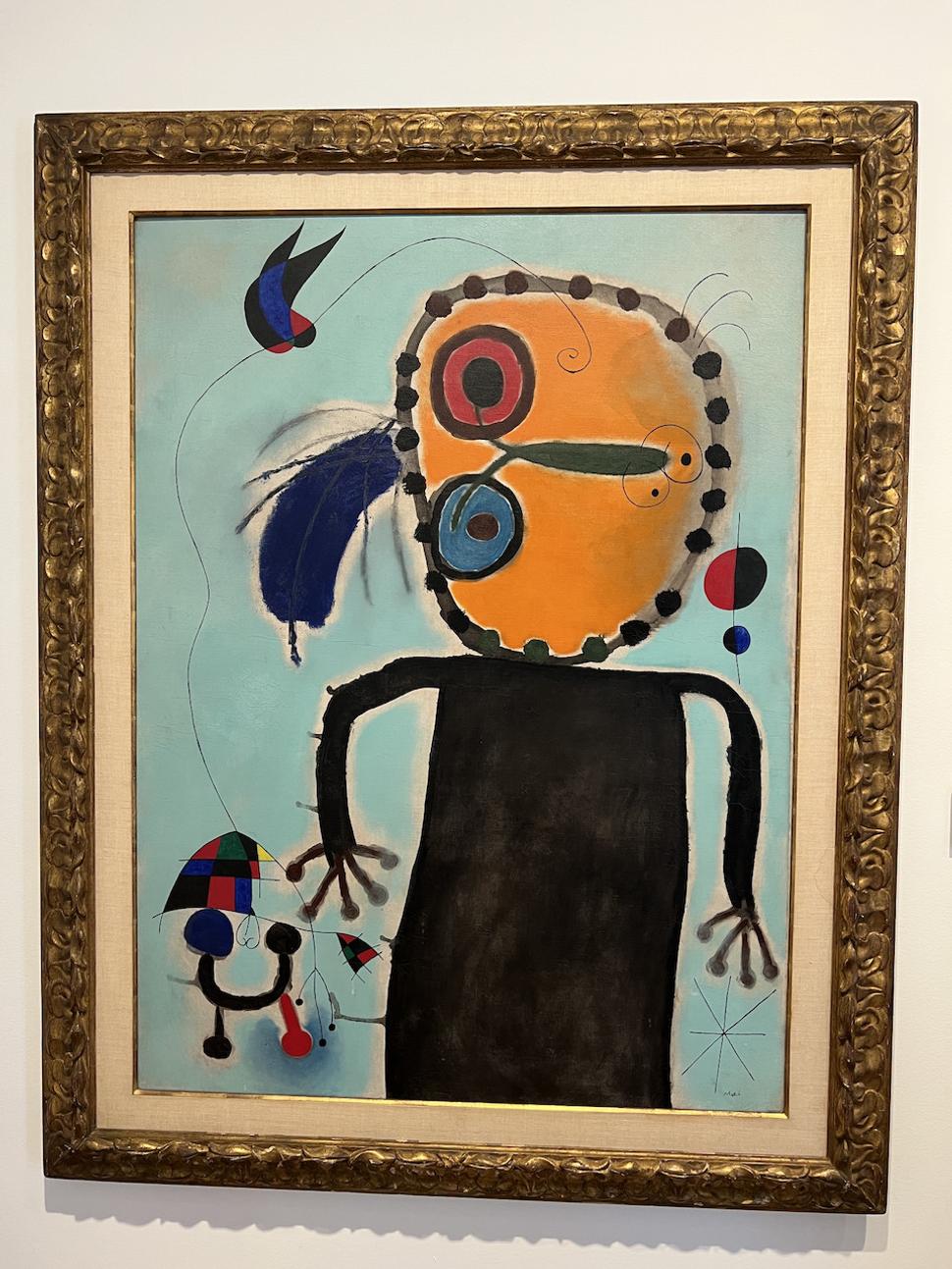 Hrdzavý kotúč prenasledovaný škovránkom. Joan Miró 1953.