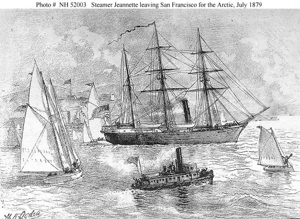Slávnostné vyplávanie lode Jeannette zo San Francisca 8. júla 1879