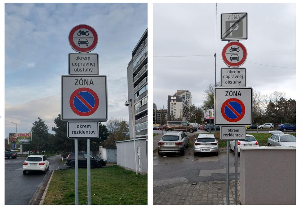 Obr. 1. Dopravné značenie v nemenovanej mestskej časti v Bratislave