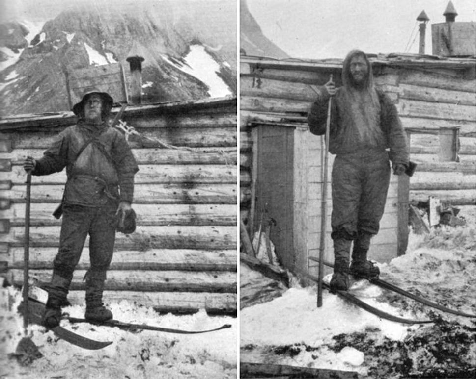 Nansen s Johansenom pred zrubom Jacksonovho tábora, August 1896