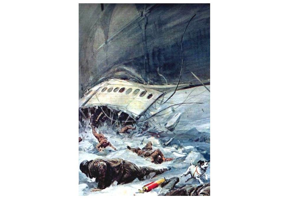 Ilustračný obrázok z talianskeho týždenníka la Domenica del Corriere, ktorý informoval o havárii vzducholode Italia