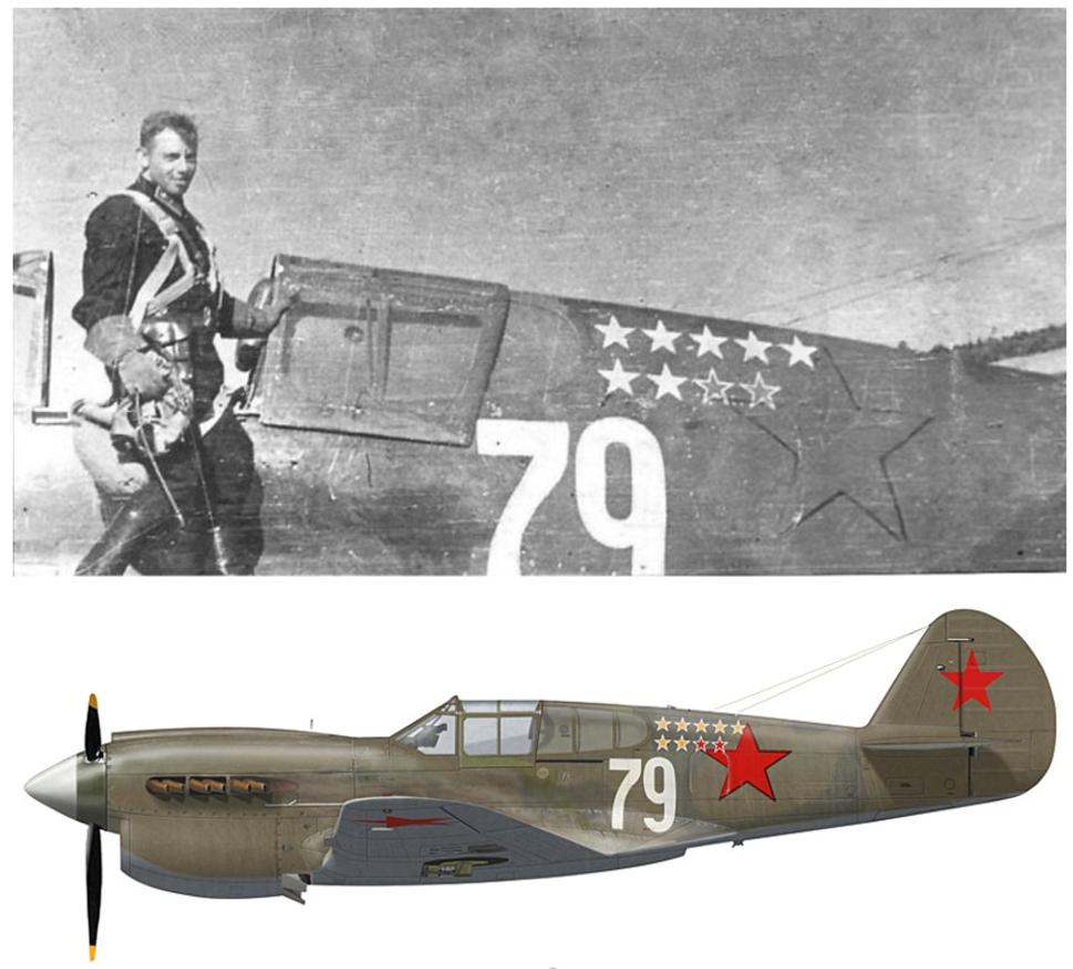 Kapitán Zelenov, lietadlo P-40E Kittyhawk, Leningradský front 1942