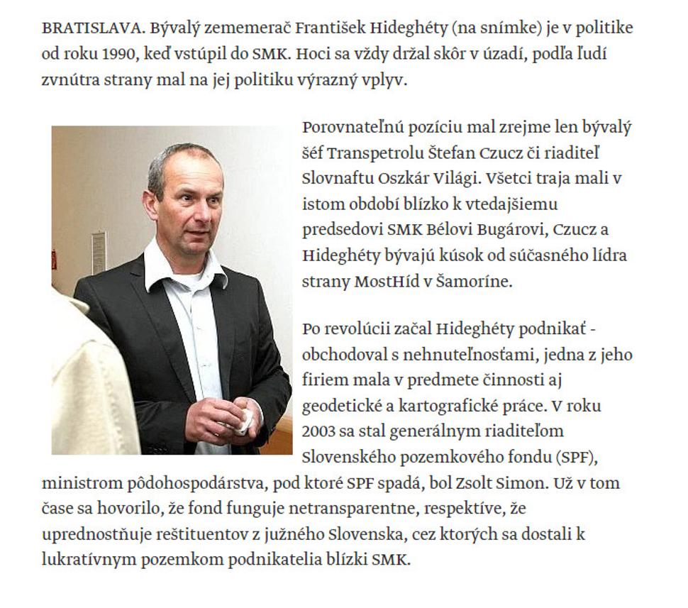 Bývalý šéf pozemkového fondu Hideghéty