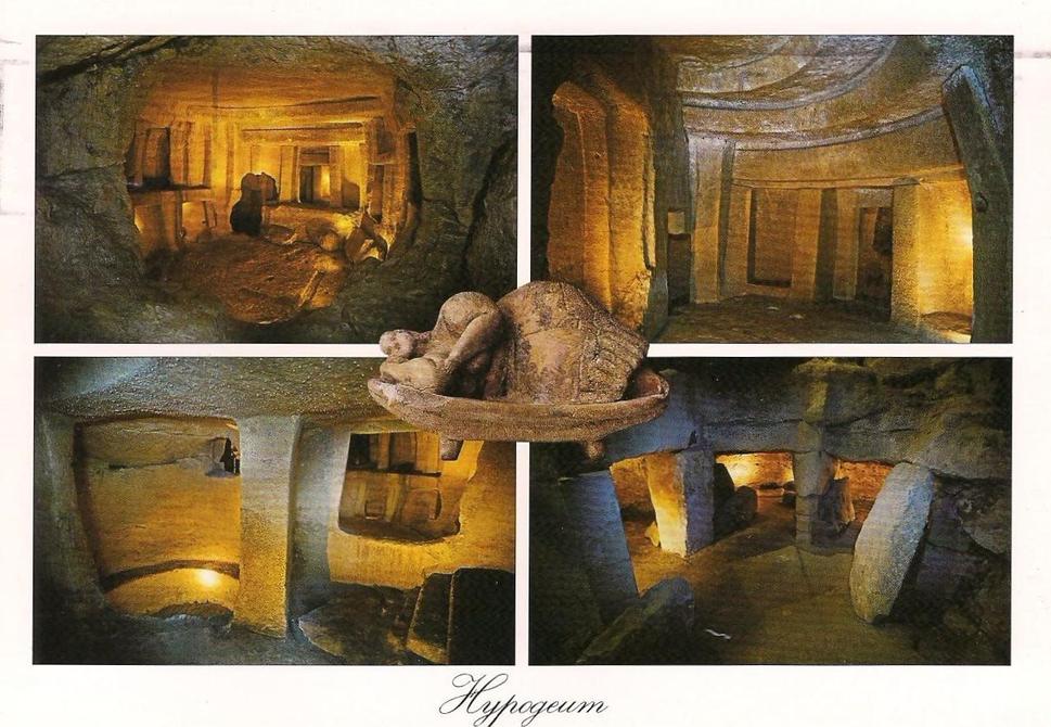 Hypogeum Hal Saflieni na pohľadnici.
