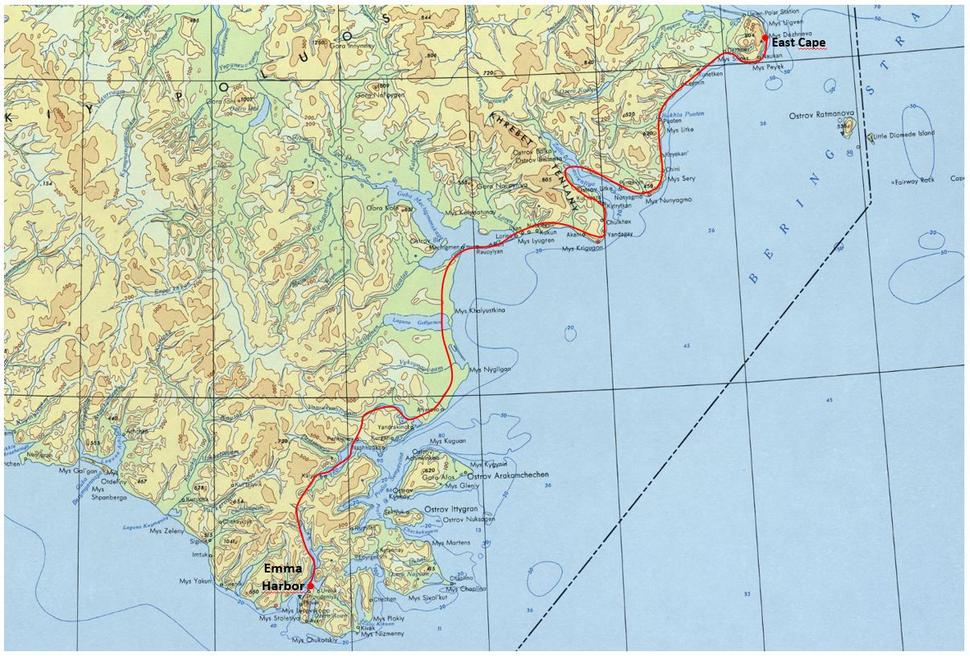 Cesta z East Cape do Emma Harbor v Providence Bay