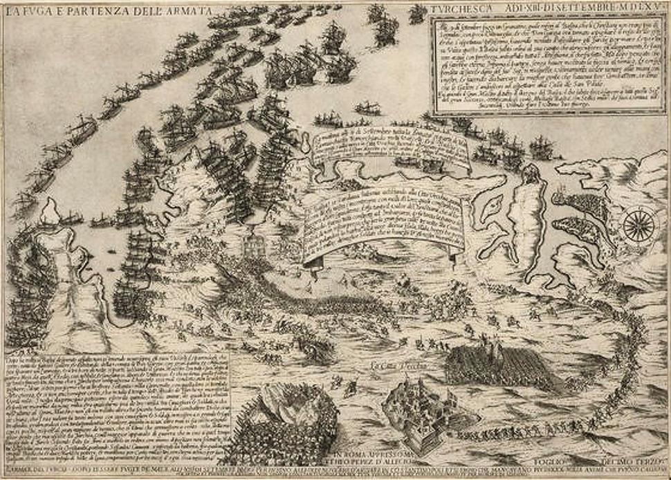 Obraz Matteo Pereza s doplňujúcim textom zobrazuje udalosti po vylodení pomocnej kresťanskej armády a ústup tureckej flotily 13. septembra 1565 z Malty.