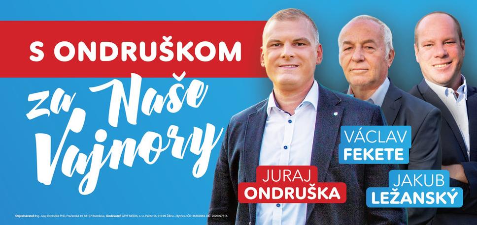 Juraj Ondruška, kandidát na starostu a dvaja z poslancov "koalície za naše Vajnory"