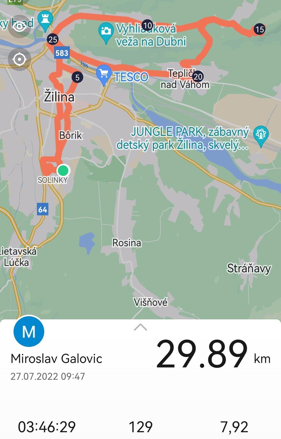 Trasa bezmála 30 km.
