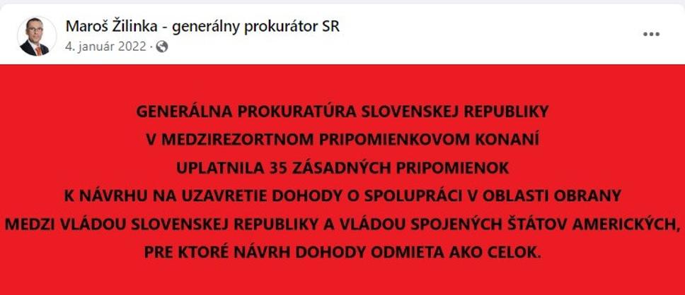 Status M. Žilinku zo 4. januára 2022