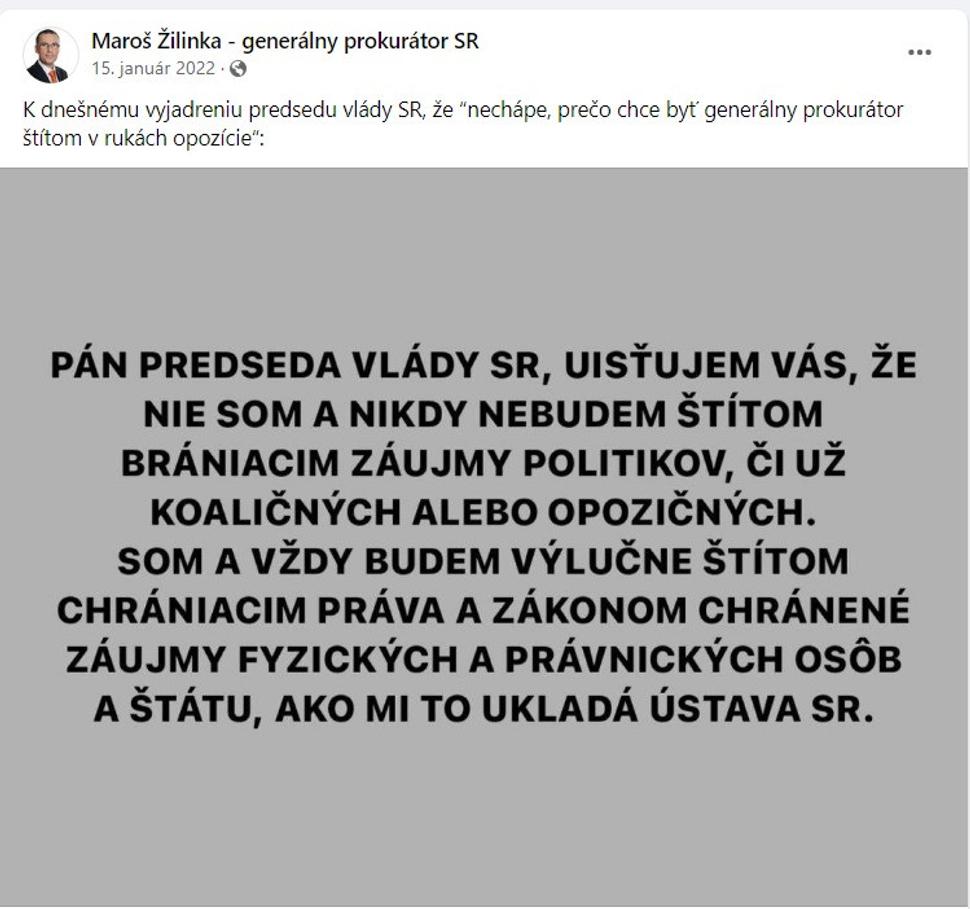 Staatus M. Žilinku z 15. januára 2022