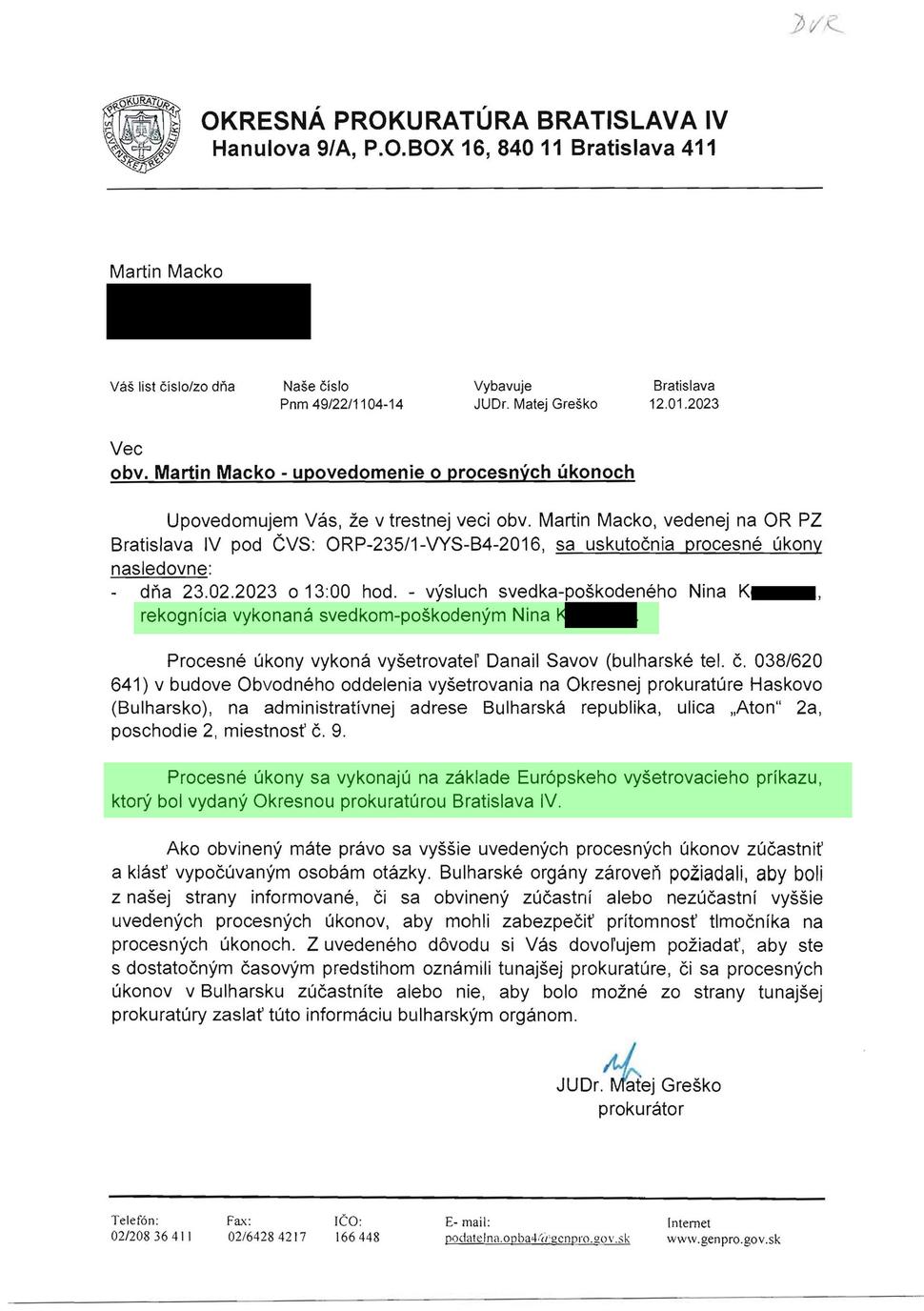 Oznámenie o pokuse o výrobu falošných dôkazov