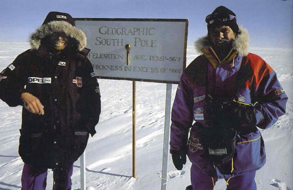 Reinhold Messner a Arved Fuchs na južnom póle, 31.12.1989