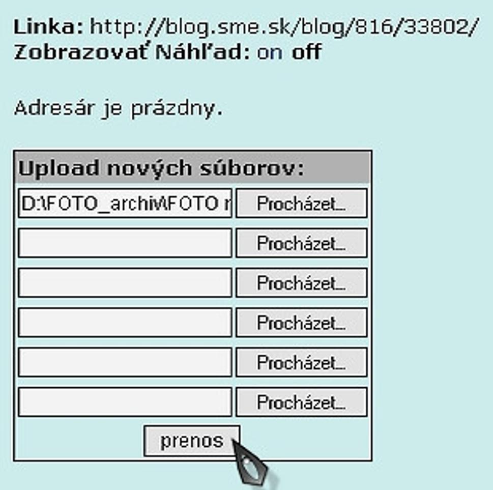 natiahnutie fotografií na server SME