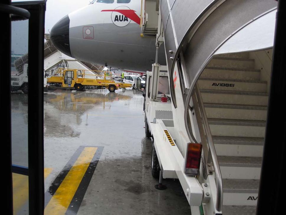 prílet na letisku Fiumicino