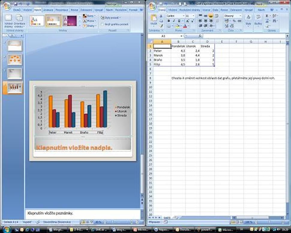 Vytváranie grafu v PowerPoint 2007