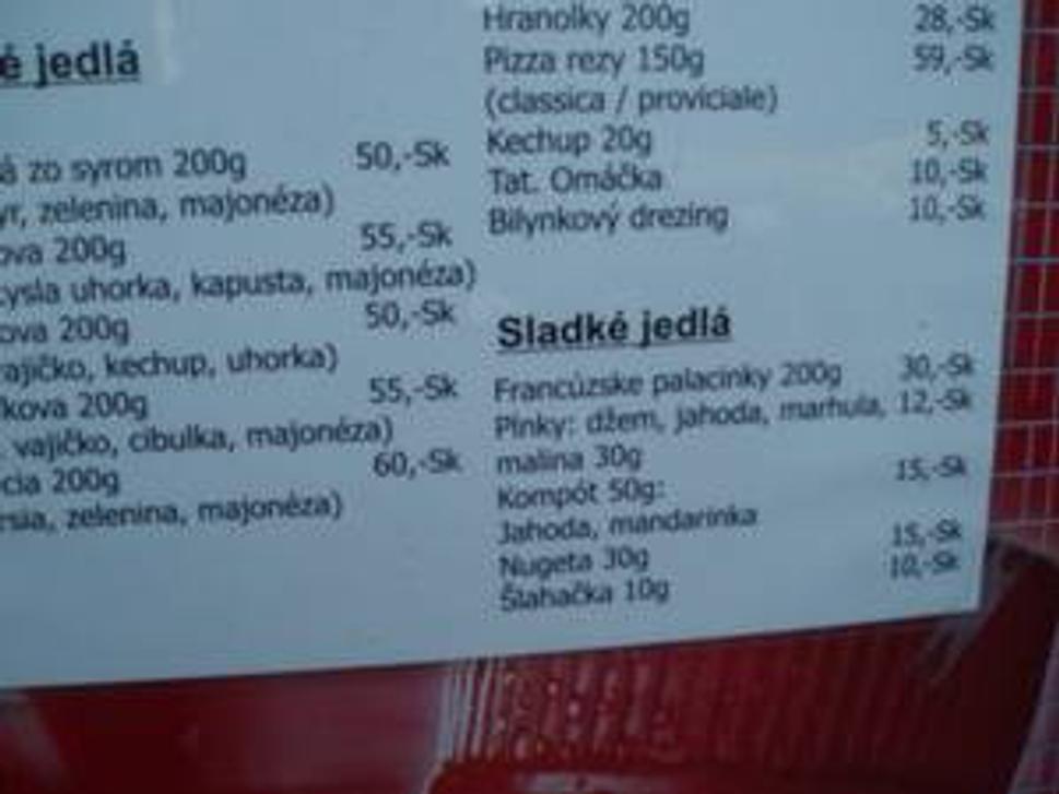 ponuka v jednom bufete v BA
