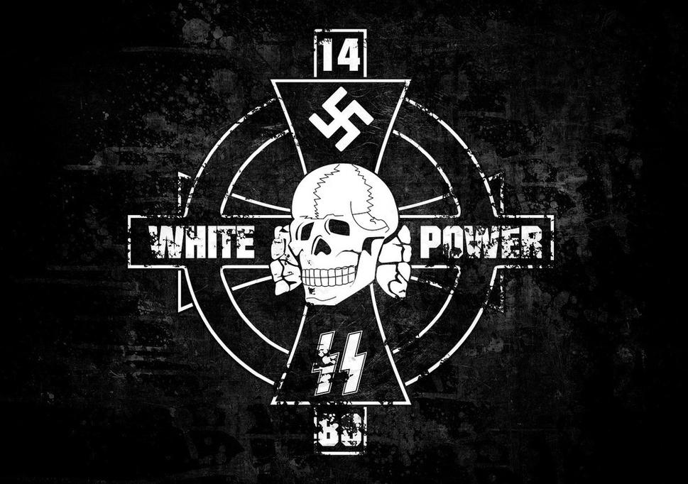 • Symbol 1488, znak jednotiek SS, svastika a nápis White Power - biela sila. •