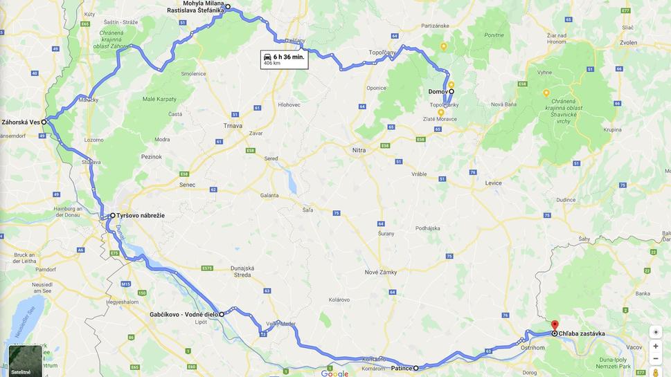 Trasa prvého dňa cesty