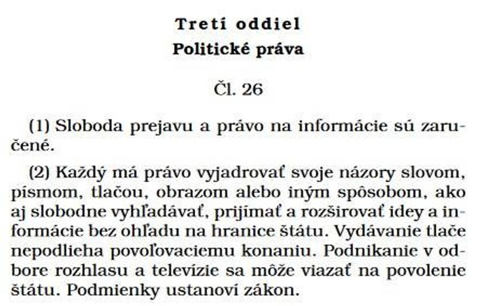 Článok 26 Ústavy