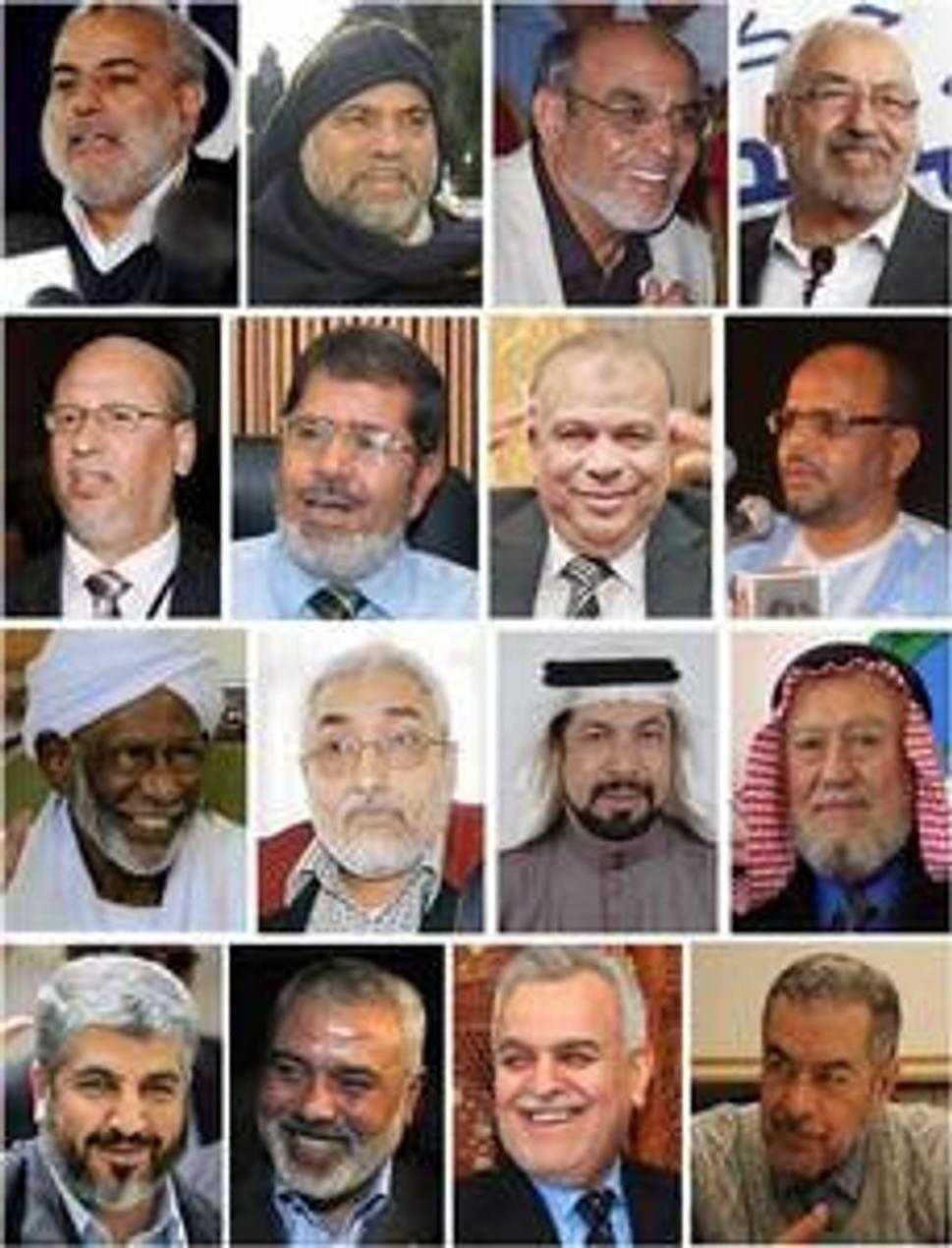 Arabskí politickí lídri z Mosl.brat.: Benkírán (Mar), Sultání (Alž), Ghanúší a Džibálí (Tun), Sowán (Líb), Mursí a Katátní (Egy), Weld-Mansúr (Mau), Turábí (Sud), Kahtán (Jem), Abdulrahmán (Bah), Mansúr (Jor), Mešaal, Haníja a Hášimí (Pal), Tajfúr (Sýr).